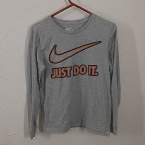 Nike Just Do It Shirt Adult Men's Small Long Sleeve Gray The Nike Tee